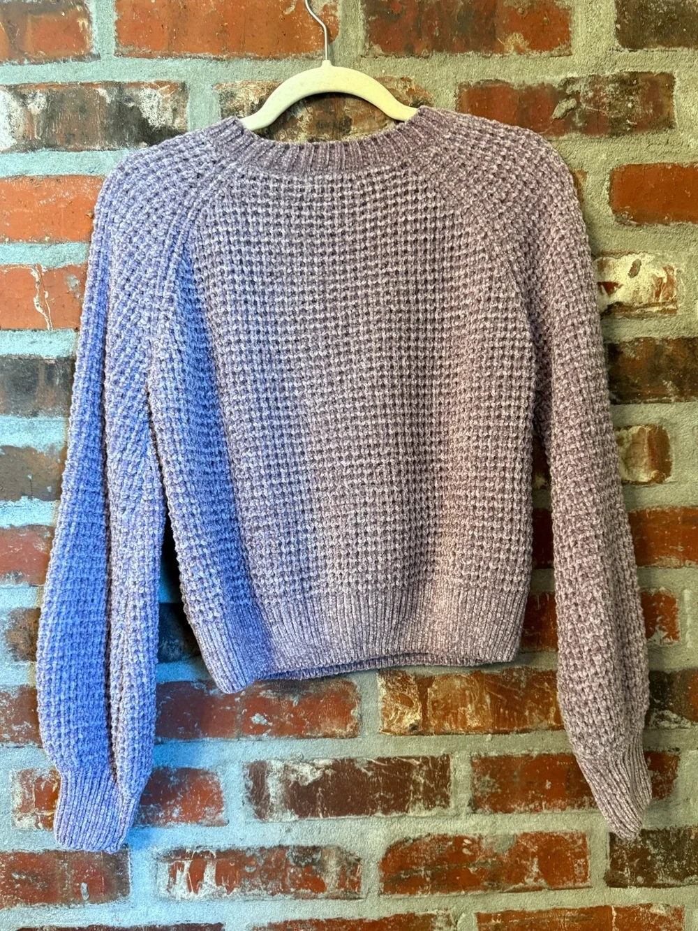S51 - Altar'd State Lavender Waffle-Knit Crewneck Sweater